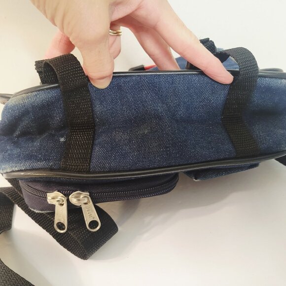 Vtg Mudd Denim Jean Blue Crossbody Bag Purse Y2K Satchel Bag Lots of Pockets - Picture 11 of 11